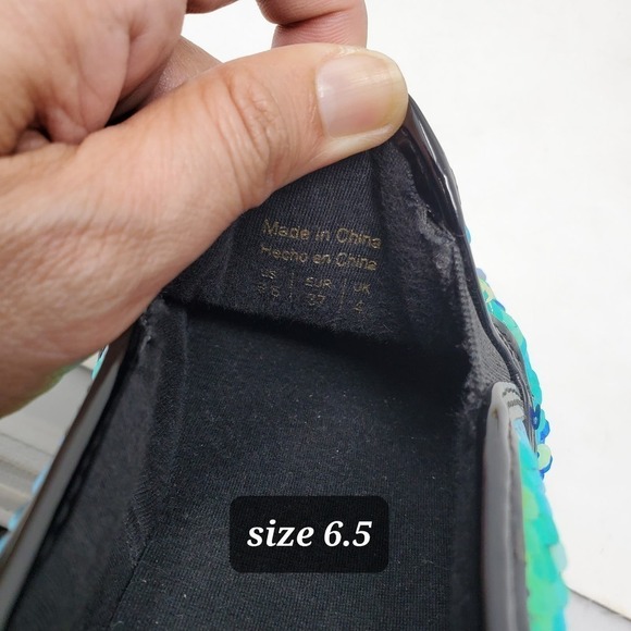 Aldo Women’s Jille Sequin Slip On Iridescent Blue Sneakers Sparkly Shiny - Picture 6 of 6